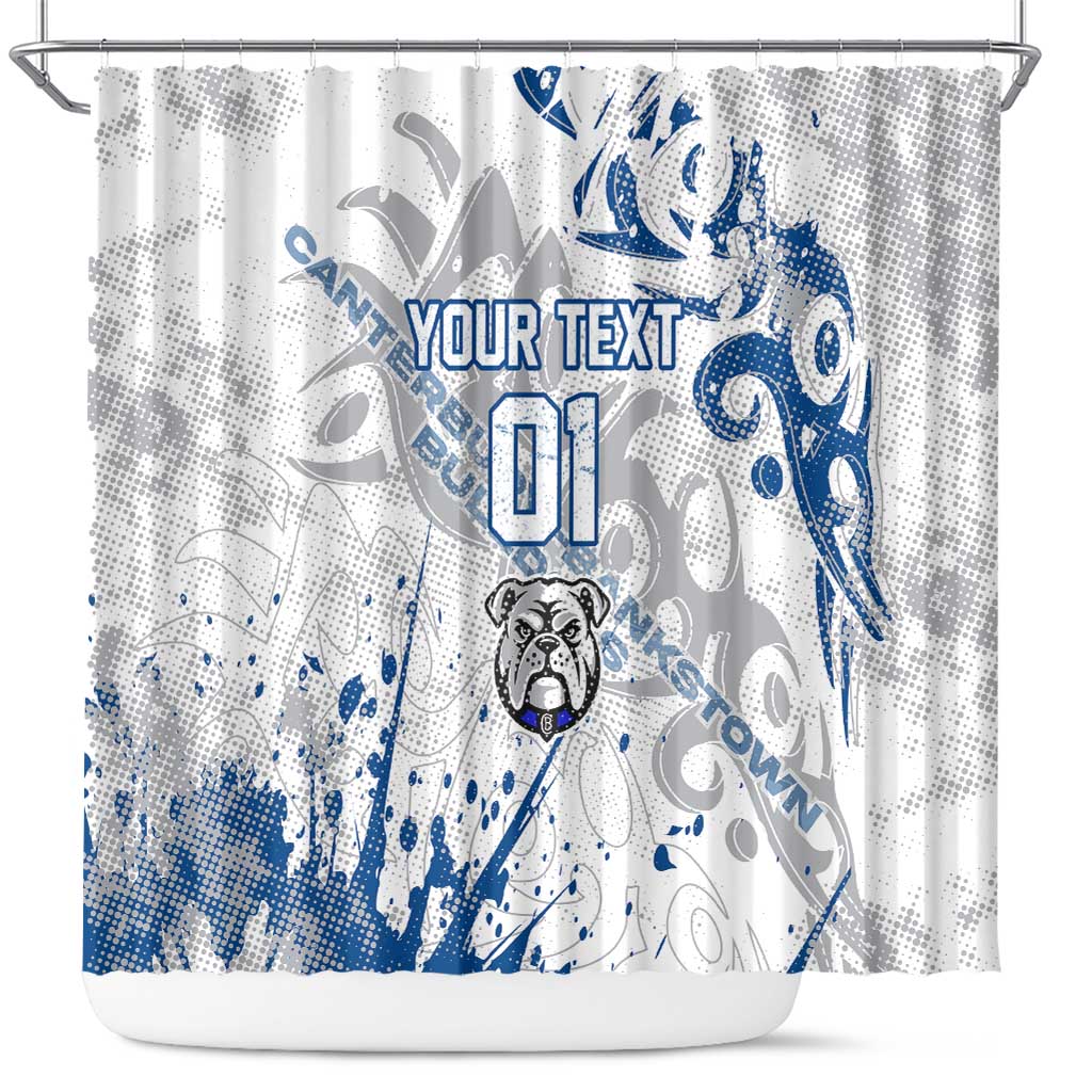 Personalized Canterbury-Bankstown Bulldogs Rugby Shower Curtain Urban Street Graffiti Style - Distressed Splatter Elements