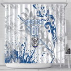 Personalized Canterbury-Bankstown Bulldogs Rugby Shower Curtain Urban Street Graffiti Style - Distressed Splatter Elements