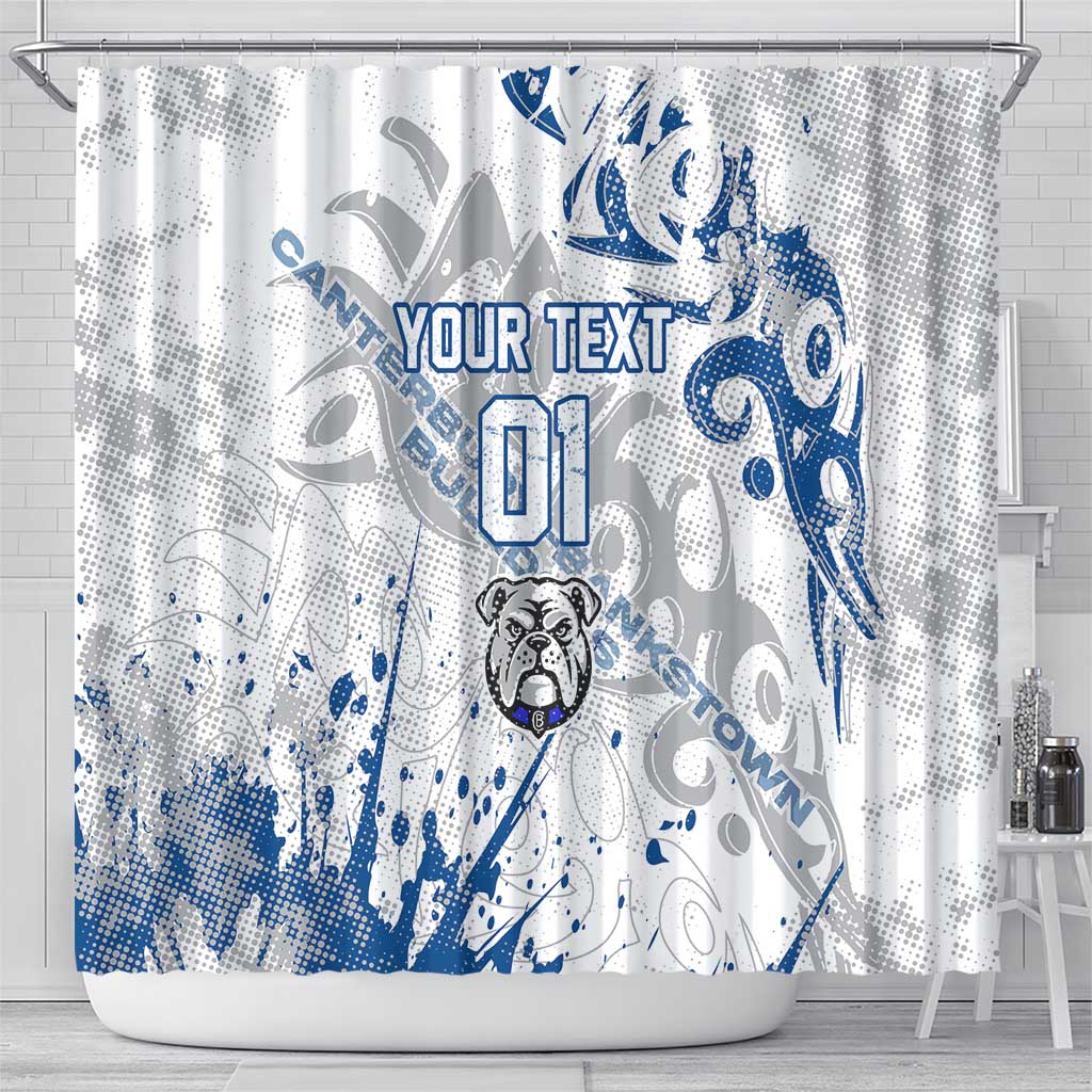 Personalized Canterbury-Bankstown Bulldogs Rugby Shower Curtain Urban Street Graffiti Style - Distressed Splatter Elements