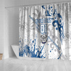 Personalized Canterbury-Bankstown Bulldogs Rugby Shower Curtain Urban Street Graffiti Style - Distressed Splatter Elements