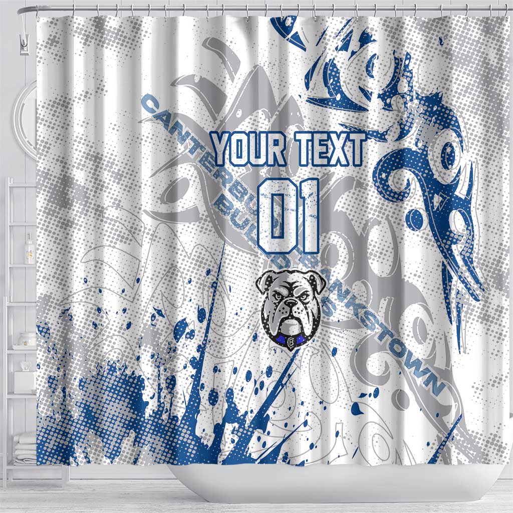 Personalized Canterbury-Bankstown Bulldogs Rugby Shower Curtain Urban Street Graffiti Style - Distressed Splatter Elements