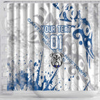 Personalized Canterbury-Bankstown Bulldogs Rugby Shower Curtain Urban Street Graffiti Style - Distressed Splatter Elements