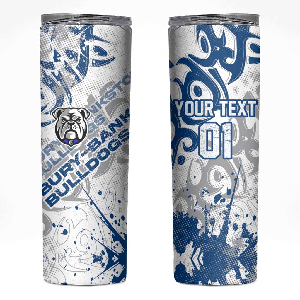 Personalized Canterbury-Bankstown Bulldogs Rugby Skinny Tumbler Urban Street Graffiti Style - Distressed Splatter Elements