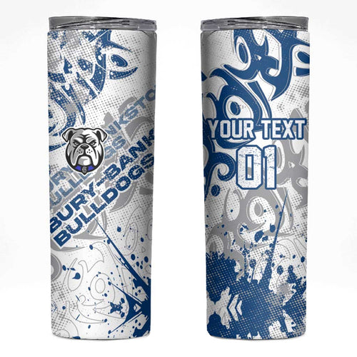 Personalized Canterbury-Bankstown Bulldogs Rugby Skinny Tumbler Urban Street Graffiti Style - Distressed Splatter Elements