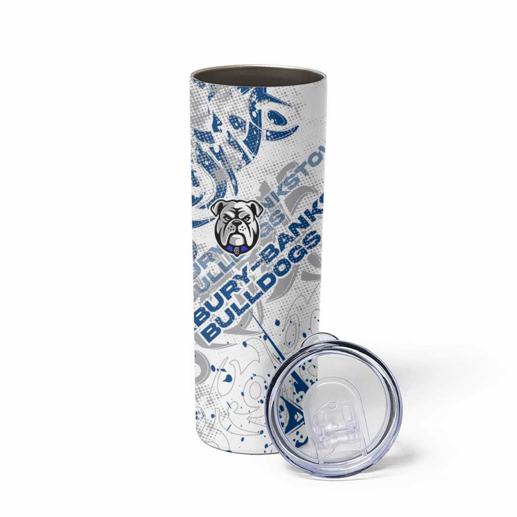 Personalized Canterbury-Bankstown Bulldogs Rugby Skinny Tumbler Urban Street Graffiti Style - Distressed Splatter Elements