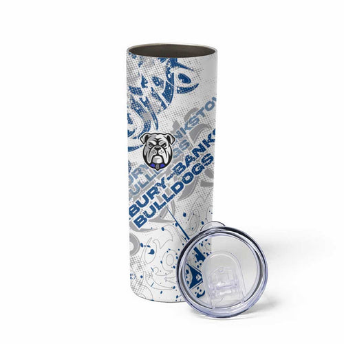 Personalized Canterbury-Bankstown Bulldogs Rugby Skinny Tumbler Urban Street Graffiti Style - Distressed Splatter Elements