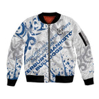 Personalized Canterbury-Bankstown Bulldogs Rugby Sleeve Zip Bomber Jacket Urban Street Graffiti Style - Distressed Splatter Elements