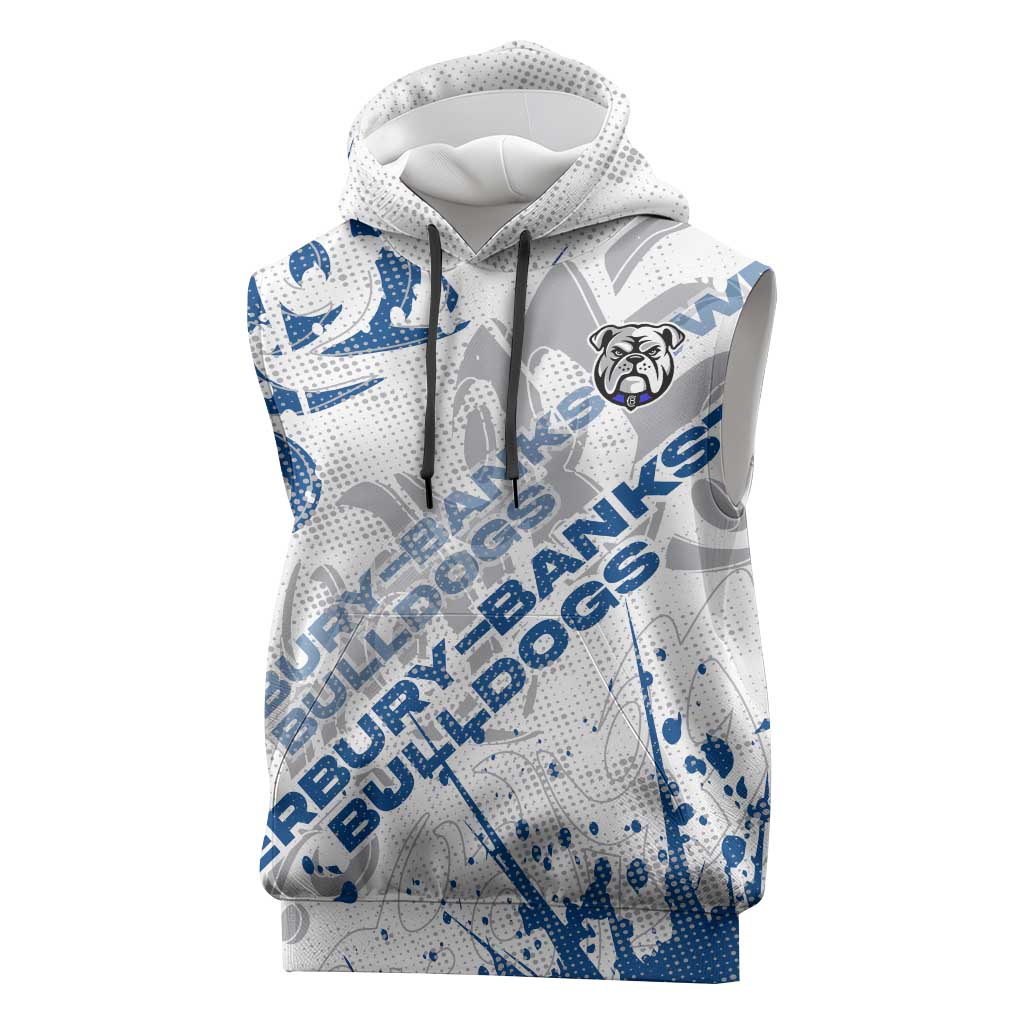 Personalized Canterbury-Bankstown Bulldogs Rugby Sleeveless Hoodie Urban Street Graffiti Style - Distressed Splatter Elements