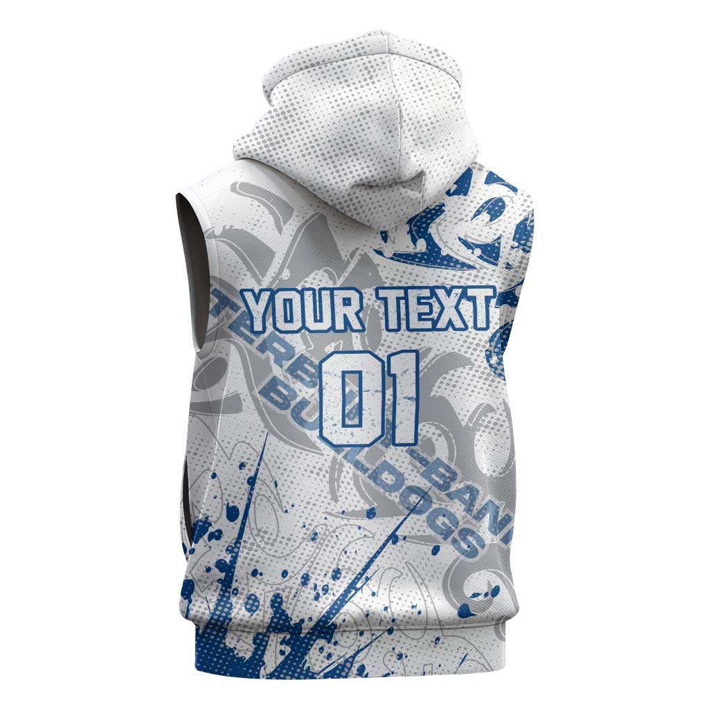 Personalized Canterbury-Bankstown Bulldogs Rugby Sleeveless Hoodie Urban Street Graffiti Style - Distressed Splatter Elements