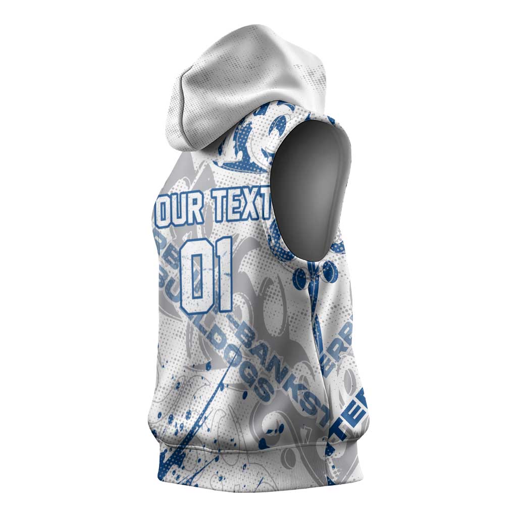 Personalized Canterbury-Bankstown Bulldogs Rugby Sleeveless Hoodie Urban Street Graffiti Style - Distressed Splatter Elements