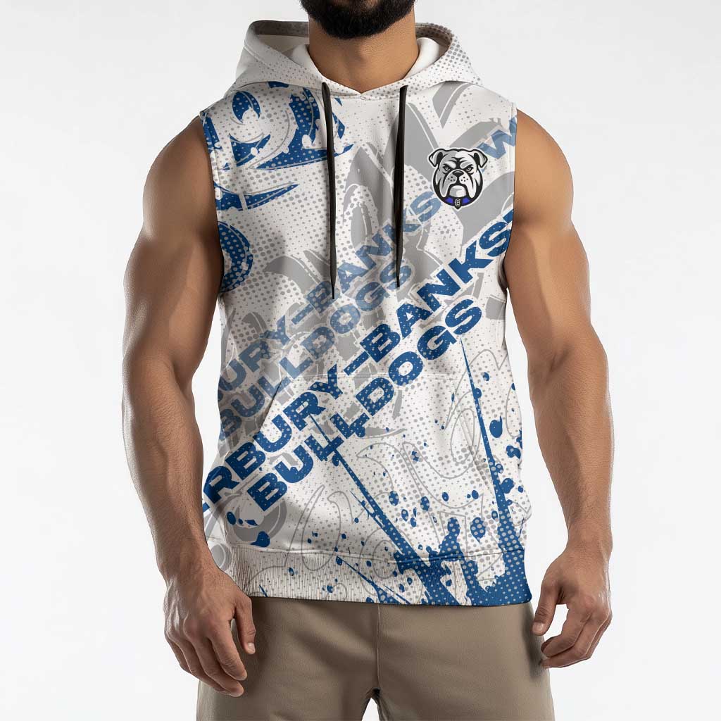 Personalized Canterbury-Bankstown Bulldogs Rugby Sleeveless Hoodie Urban Street Graffiti Style - Distressed Splatter Elements