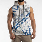 Personalized Canterbury-Bankstown Bulldogs Rugby Sleeveless Hoodie Urban Street Graffiti Style - Distressed Splatter Elements