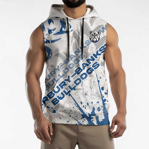 Personalized Canterbury-Bankstown Bulldogs Rugby Sleeveless Hoodie Urban Street Graffiti Style - Distressed Splatter Elements