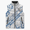 Personalized Canterbury-Bankstown Bulldogs Rugby Sleeveless Puffer Jacket Urban Street Graffiti Style - Distressed Splatter Elements