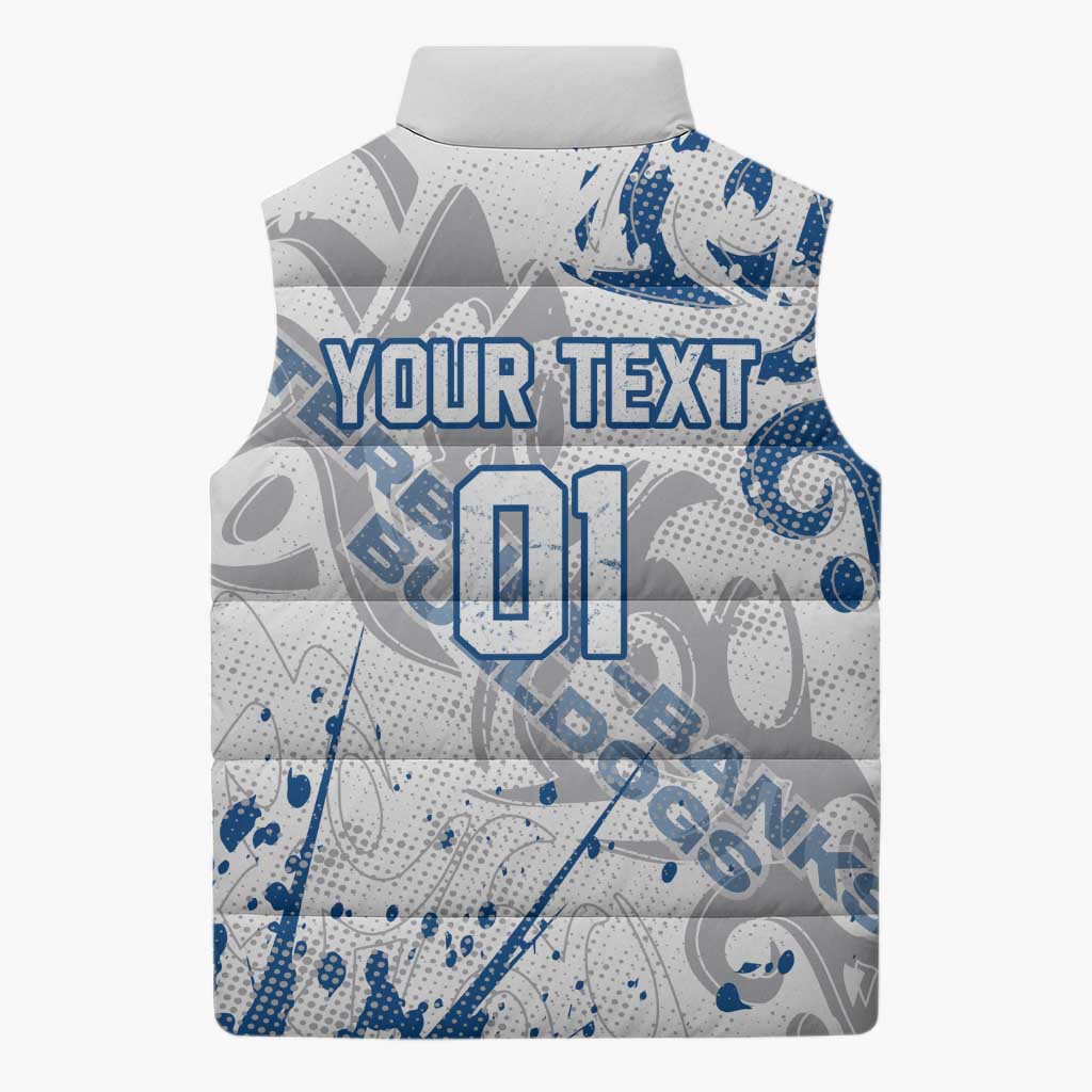 Personalized Canterbury-Bankstown Bulldogs Rugby Sleeveless Puffer Jacket Urban Street Graffiti Style - Distressed Splatter Elements