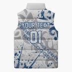 Personalized Canterbury-Bankstown Bulldogs Rugby Sleeveless Puffer Jacket Urban Street Graffiti Style - Distressed Splatter Elements