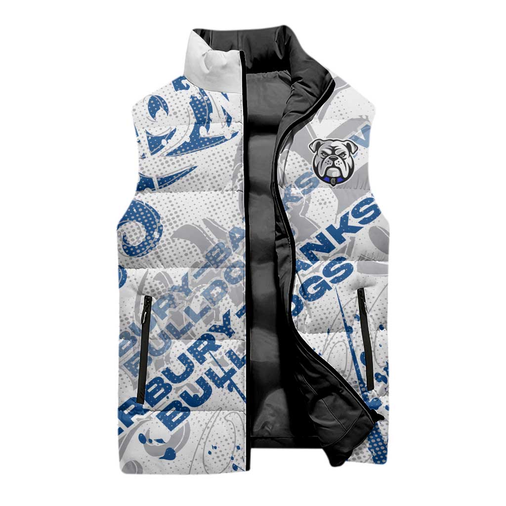 Personalized Canterbury-Bankstown Bulldogs Rugby Sleeveless Puffer Jacket Urban Street Graffiti Style - Distressed Splatter Elements
