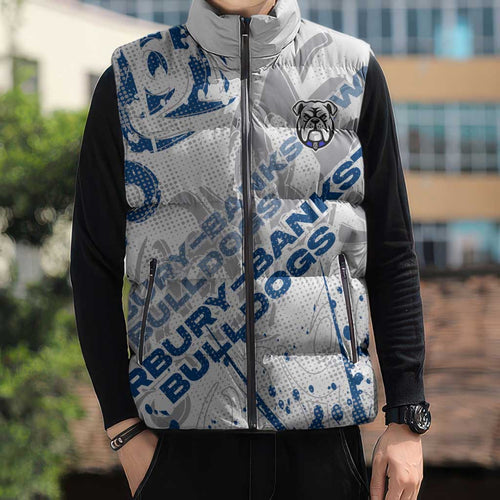 Personalized Canterbury-Bankstown Bulldogs Rugby Sleeveless Puffer Jacket Urban Street Graffiti Style - Distressed Splatter Elements