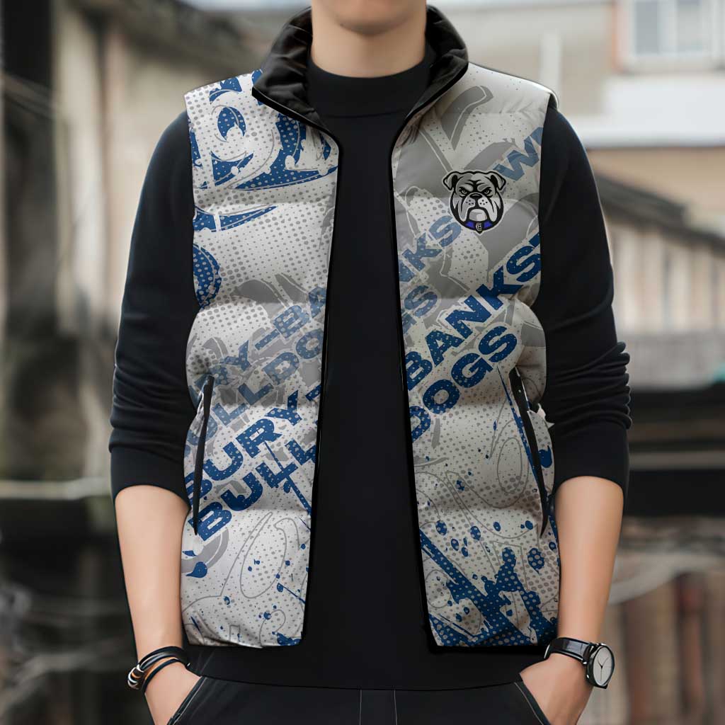 Personalized Canterbury-Bankstown Bulldogs Rugby Sleeveless Puffer Jacket Urban Street Graffiti Style - Distressed Splatter Elements