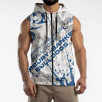 Personalized Canterbury-Bankstown Bulldogs Rugby Sleeveless Zip Hoodie Urban Street Graffiti Style - Distressed Splatter Elements