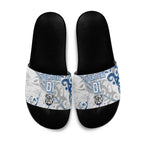 Personalized Canterbury-Bankstown Bulldogs Rugby Slide Sandals Urban Street Graffiti Style - Distressed Splatter Elements