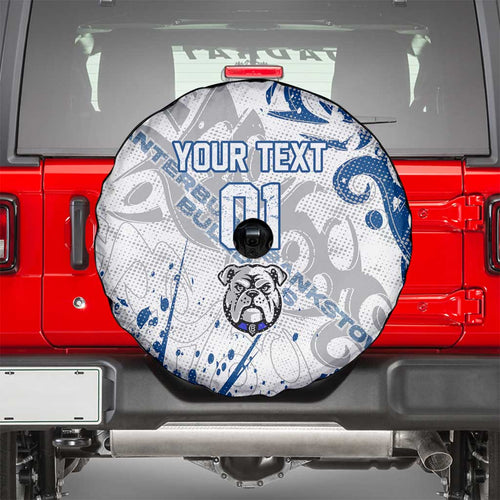 Personalized Canterbury-Bankstown Bulldogs Rugby Spare Tire Cover Urban Street Graffiti Style - Distressed Splatter Elements