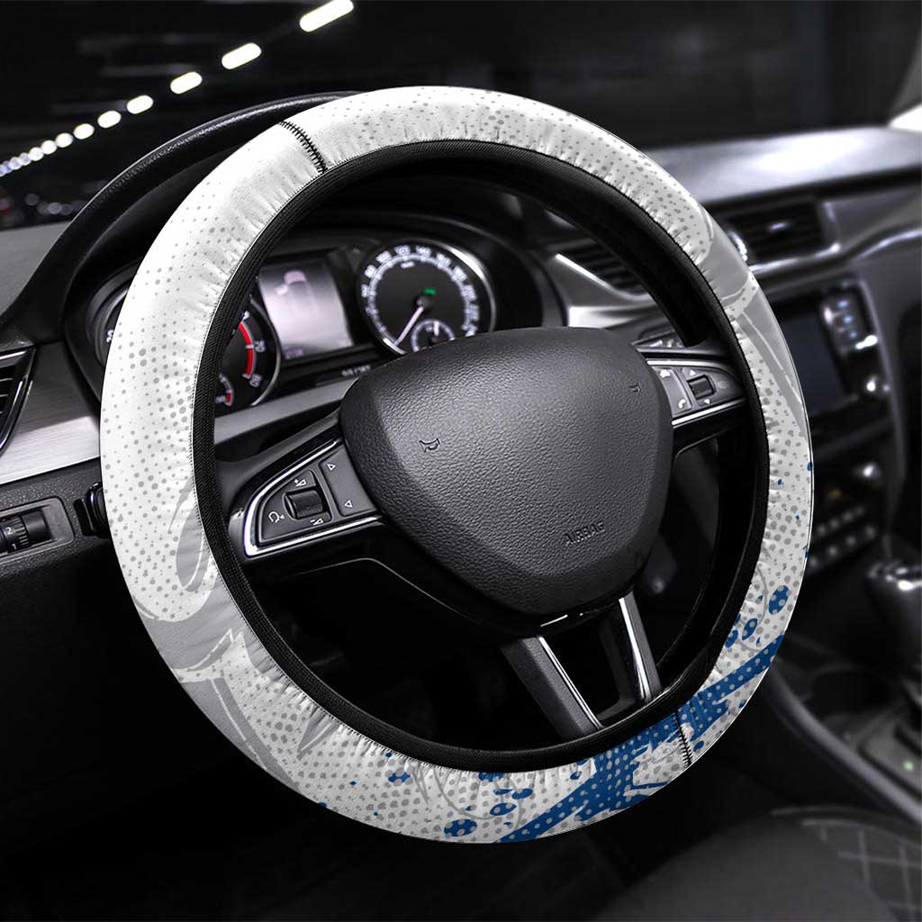 Canterbury-Bankstown Bulldogs Rugby Steering Wheel Cover Urban Street Graffiti Style - Distressed Splatter Elements