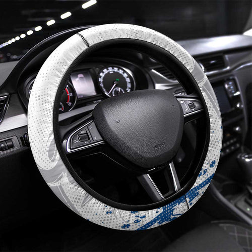 Canterbury-Bankstown Bulldogs Rugby Steering Wheel Cover Urban Street Graffiti Style - Distressed Splatter Elements