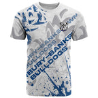 Personalized Canterbury-Bankstown Bulldogs Rugby T Shirt Urban Street Graffiti Style - Distressed Splatter Elements