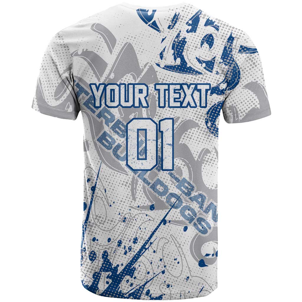 Personalized Canterbury-Bankstown Bulldogs Rugby T Shirt Urban Street Graffiti Style - Distressed Splatter Elements