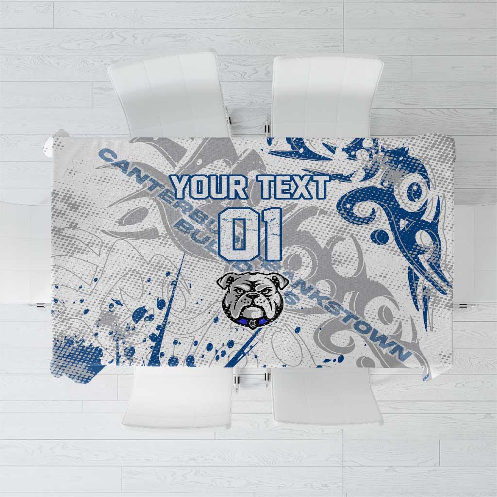 Personalized Canterbury-Bankstown Bulldogs Rugby Tablecloth Urban Street Graffiti Style - Distressed Splatter Elements
