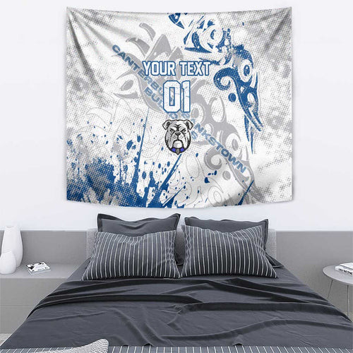 Personalized Canterbury-Bankstown Bulldogs Rugby Tapestry Urban Street Graffiti Style - Distressed Splatter Elements