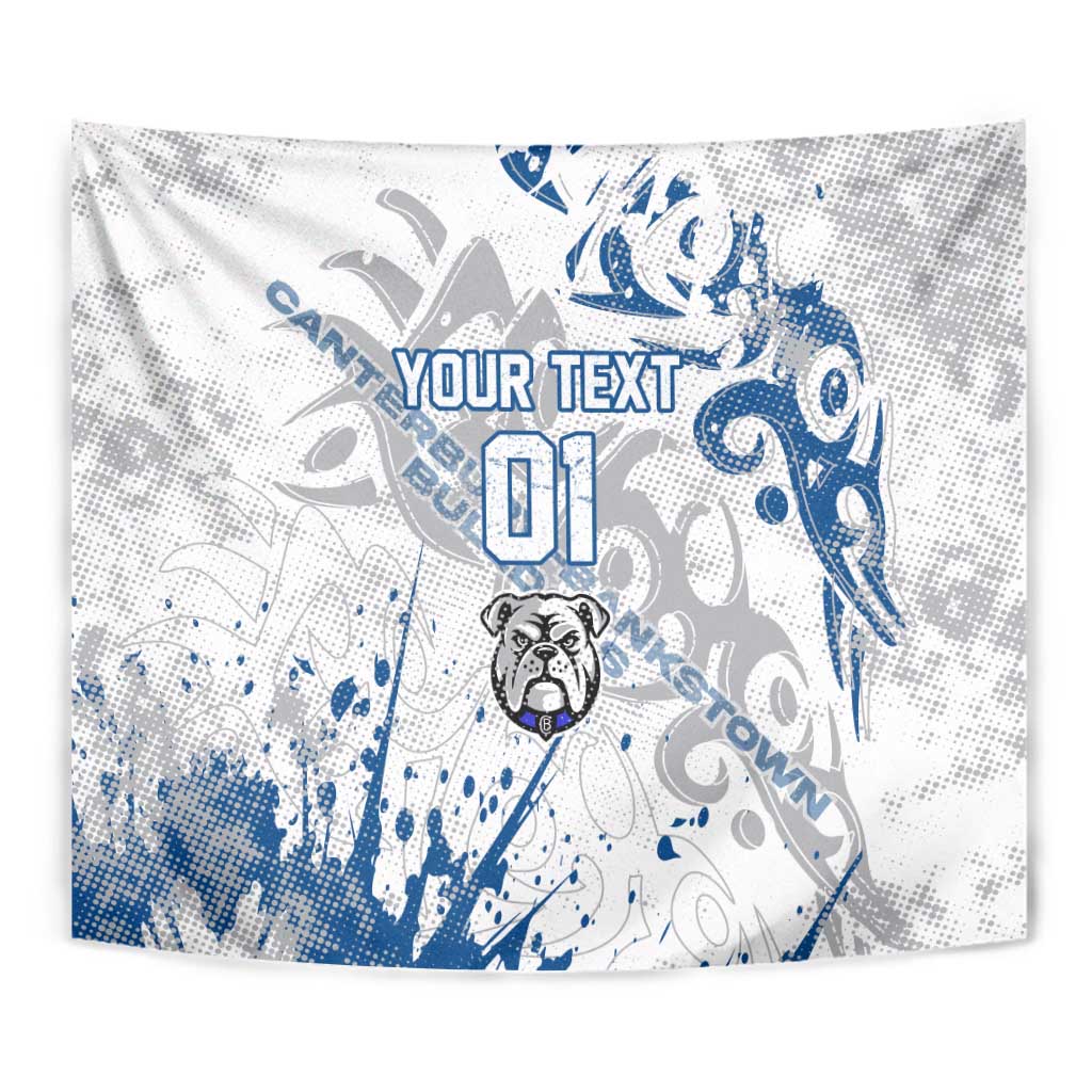 Personalized Canterbury-Bankstown Bulldogs Rugby Tapestry Urban Street Graffiti Style - Distressed Splatter Elements