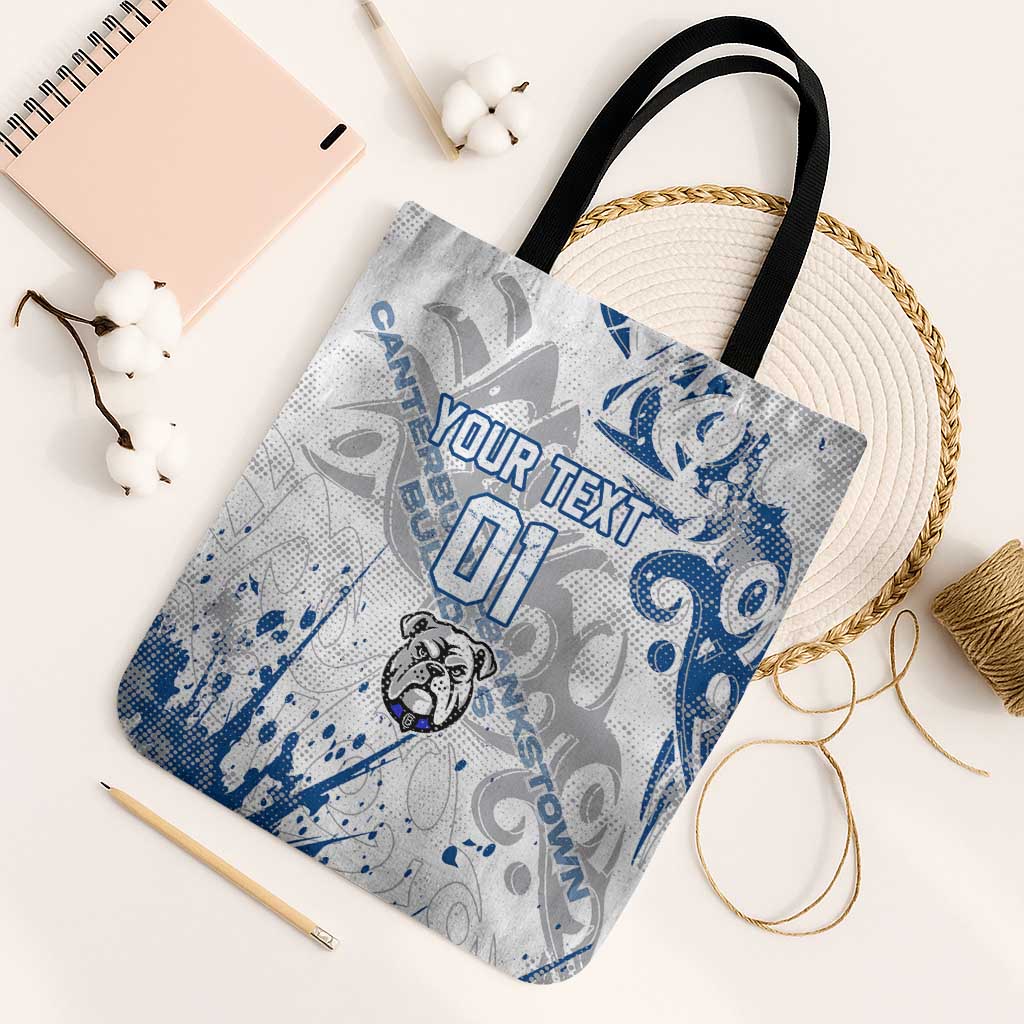 Personalized Canterbury-Bankstown Bulldogs Rugby Tote Bag Urban Street Graffiti Style - Distressed Splatter Elements