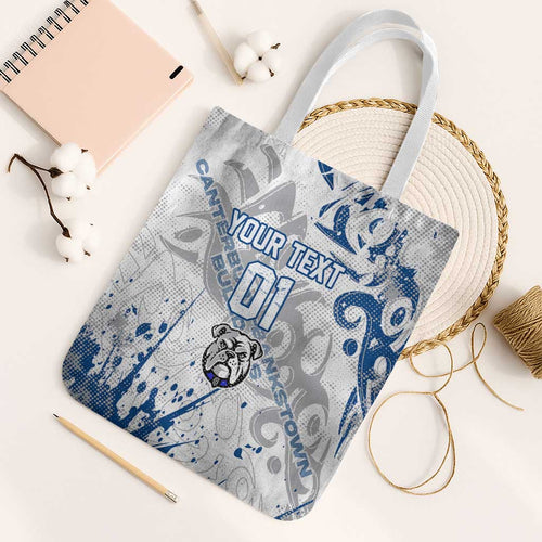 Personalized Canterbury-Bankstown Bulldogs Rugby Tote Bag Urban Street Graffiti Style - Distressed Splatter Elements