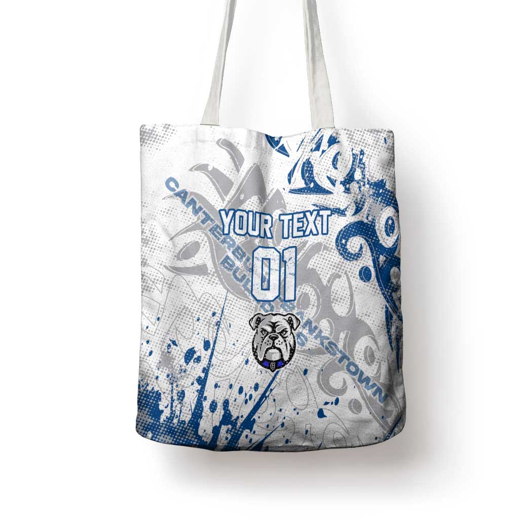 Personalized Canterbury-Bankstown Bulldogs Rugby Tote Bag Urban Street Graffiti Style - Distressed Splatter Elements