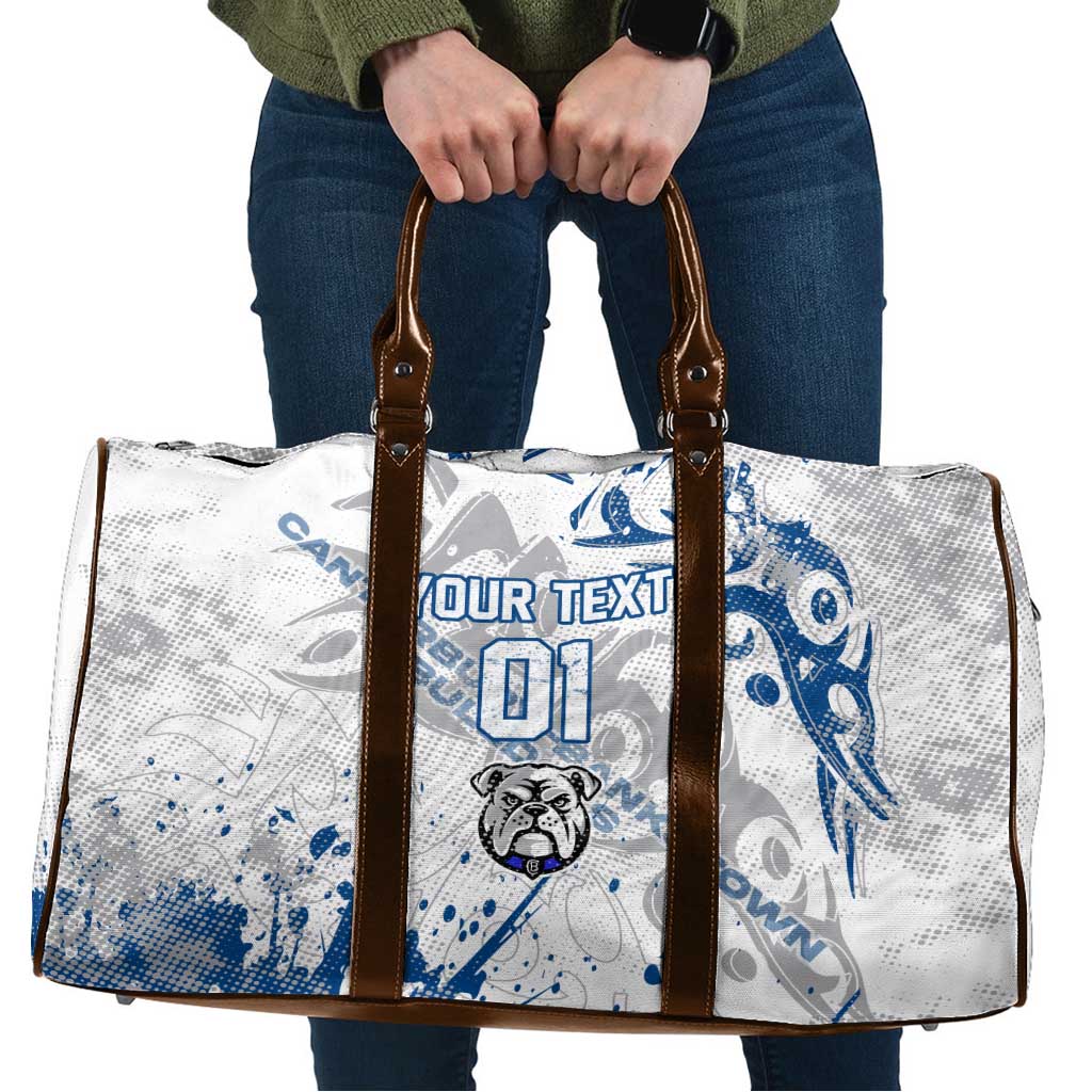 Personalized Canterbury-Bankstown Bulldogs Rugby Travel Bag Urban Street Graffiti Style - Distressed Splatter Elements