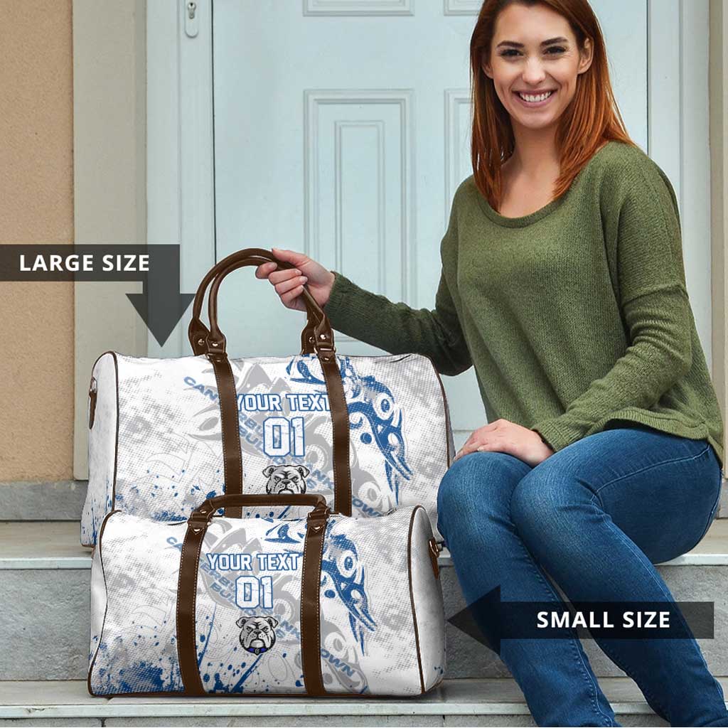 Personalized Canterbury-Bankstown Bulldogs Rugby Travel Bag Urban Street Graffiti Style - Distressed Splatter Elements
