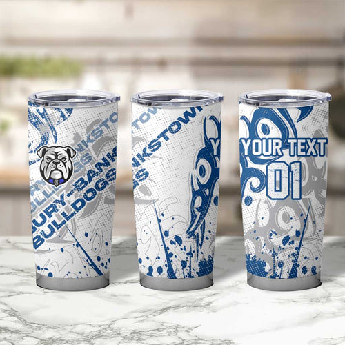 Personalized Canterbury-Bankstown Bulldogs Rugby Tumbler Cup Urban Street Graffiti Style - Distressed Splatter Elements