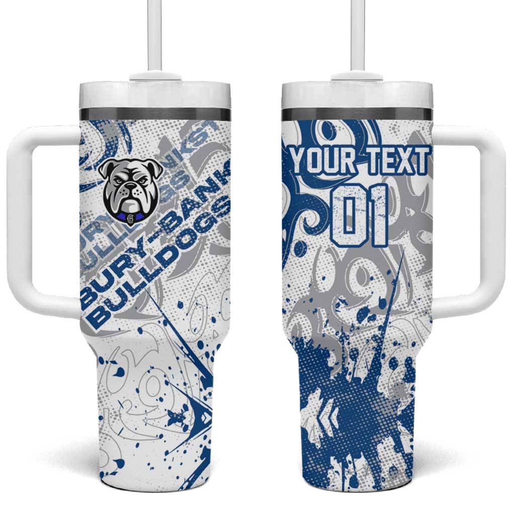 Personalized Canterbury-Bankstown Bulldogs Rugby Tumbler With Handle Urban Street Graffiti Style - Distressed Splatter Elements