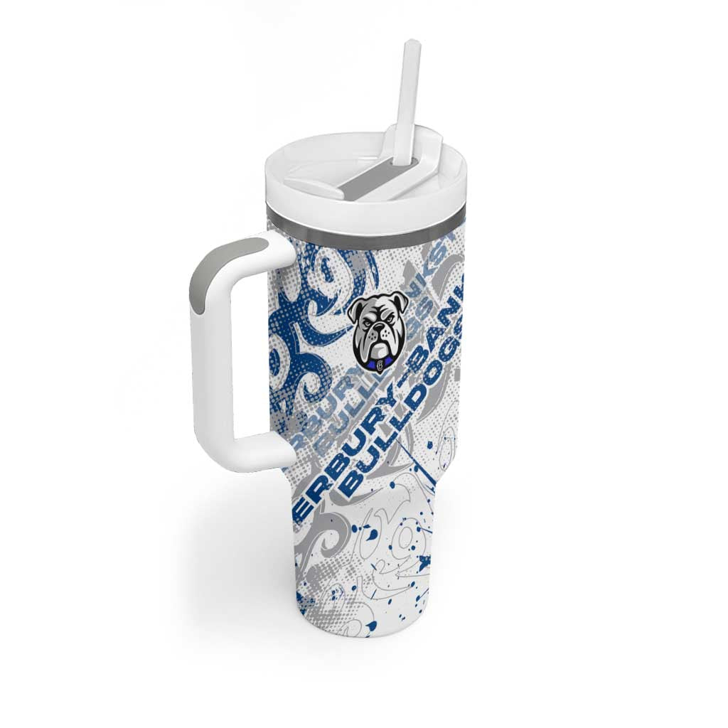 Personalized Canterbury-Bankstown Bulldogs Rugby Tumbler With Handle Urban Street Graffiti Style - Distressed Splatter Elements