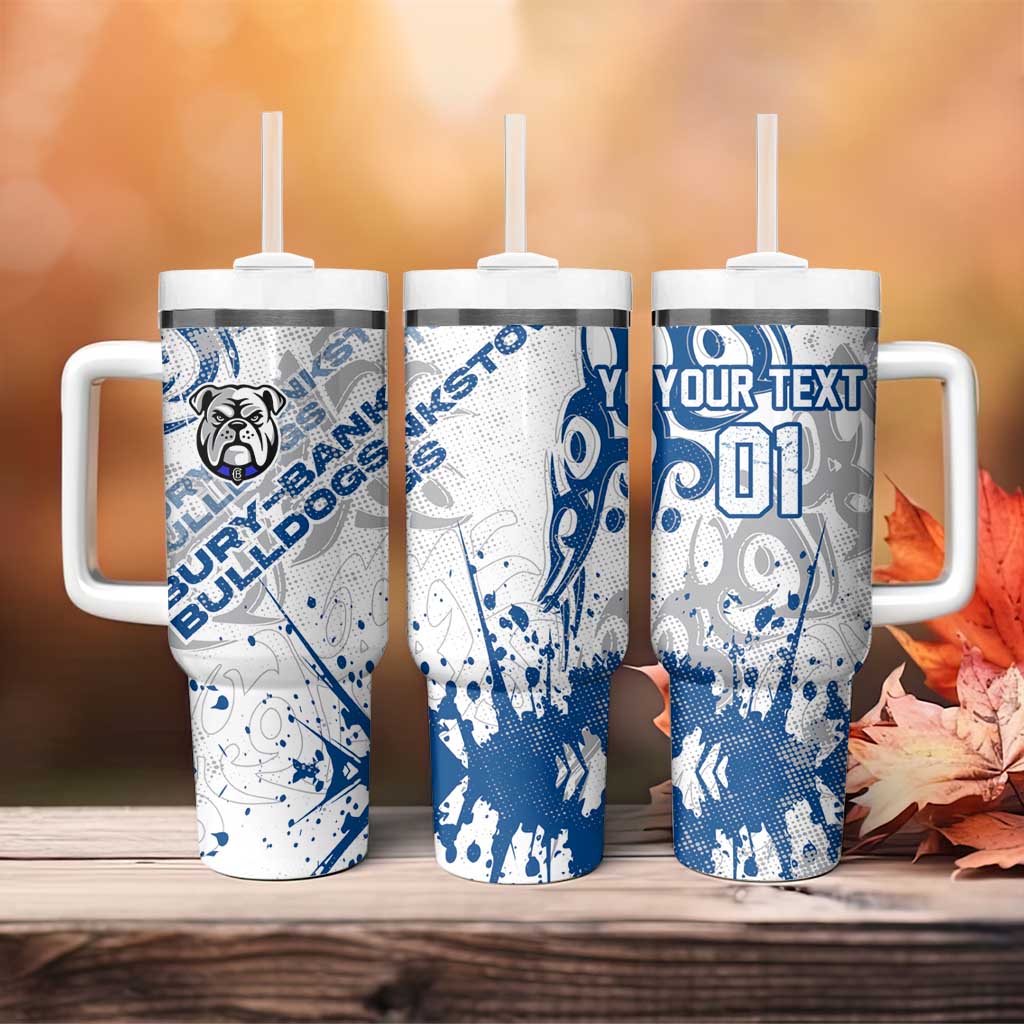Personalized Canterbury-Bankstown Bulldogs Rugby Tumbler With Handle Urban Street Graffiti Style - Distressed Splatter Elements