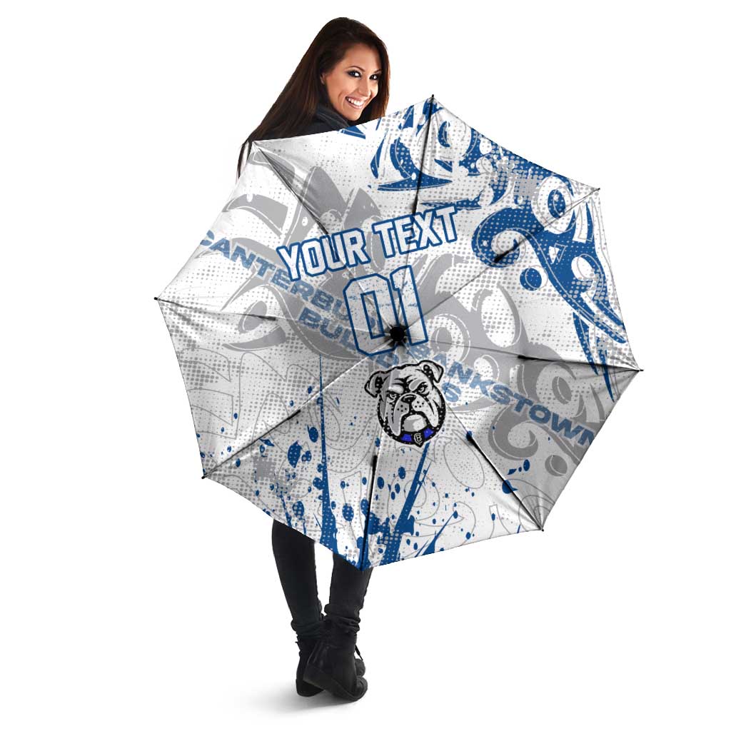 Personalized Canterbury-Bankstown Bulldogs Rugby Umbrella Urban Street Graffiti Style - Distressed Splatter Elements