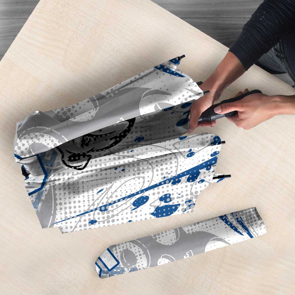 Personalized Canterbury-Bankstown Bulldogs Rugby Umbrella Urban Street Graffiti Style - Distressed Splatter Elements