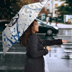 Personalized Canterbury-Bankstown Bulldogs Rugby Umbrella Urban Street Graffiti Style - Distressed Splatter Elements