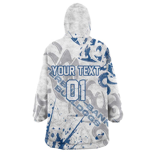 Personalized Canterbury-Bankstown Bulldogs Rugby Wearable Blanket Hoodie Urban Street Graffiti Style - Distressed Splatter Elements