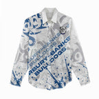 Personalized Canterbury-Bankstown Bulldogs Rugby Women Casual Shirt Urban Street Graffiti Style - Distressed Splatter Elements