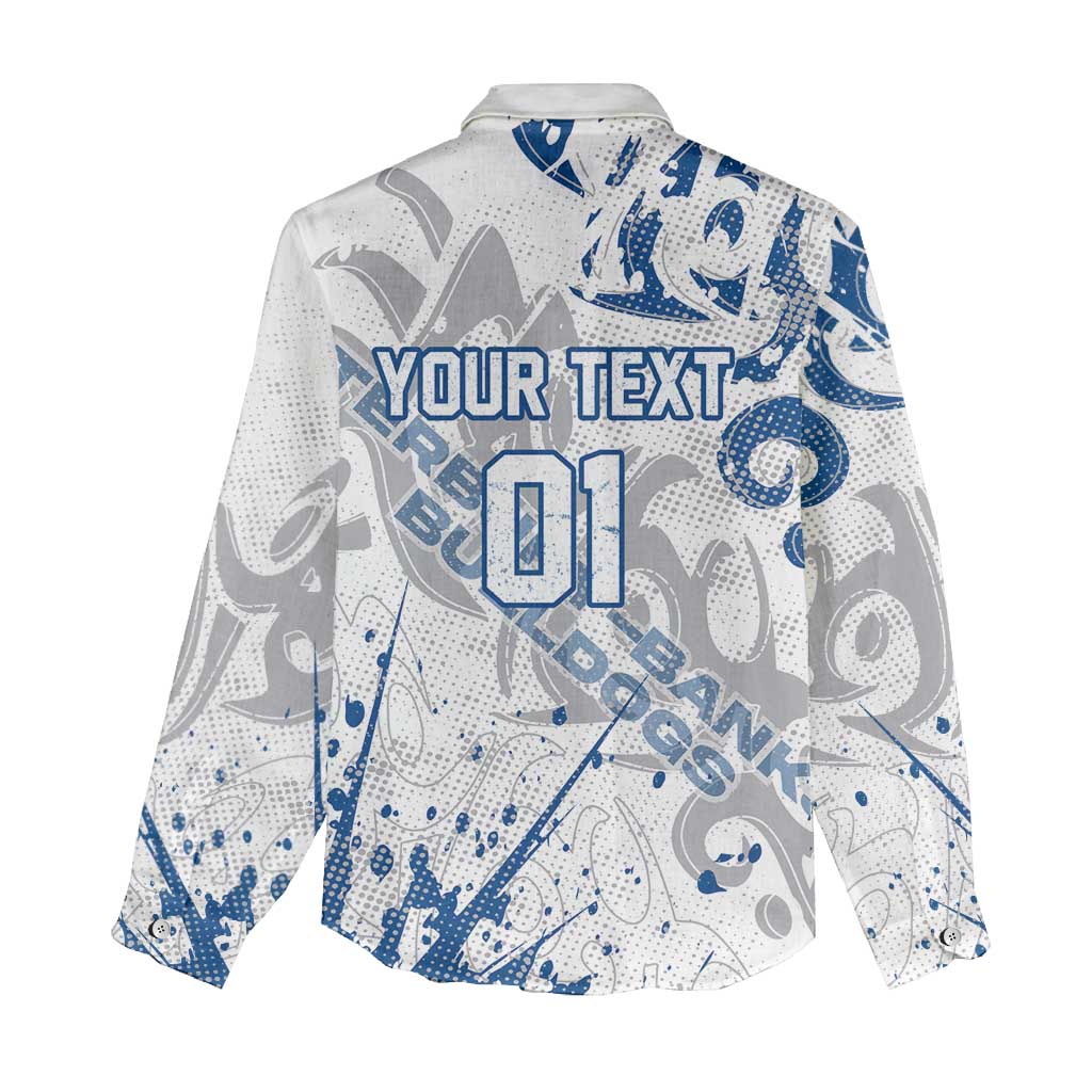 Personalized Canterbury-Bankstown Bulldogs Rugby Women Casual Shirt Urban Street Graffiti Style - Distressed Splatter Elements