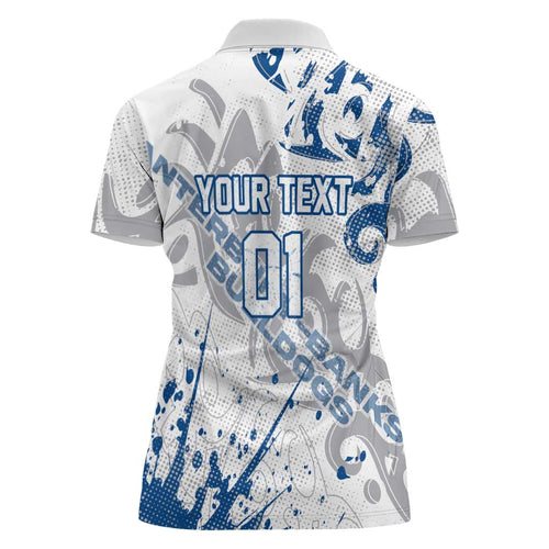 Personalized Canterbury-Bankstown Bulldogs Rugby Women Polo Shirt Urban Street Graffiti Style - Distressed Splatter Elements
