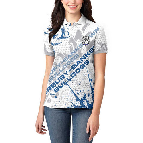 Personalized Canterbury-Bankstown Bulldogs Rugby Women Polo Shirt Urban Street Graffiti Style - Distressed Splatter Elements